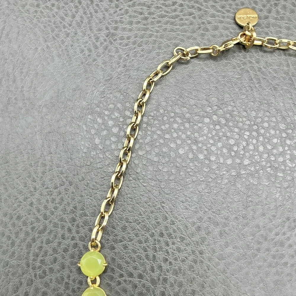 Stella & Dot Necklace Statement Bib Green Lime Teardrop Gold Tone Adjustable 18